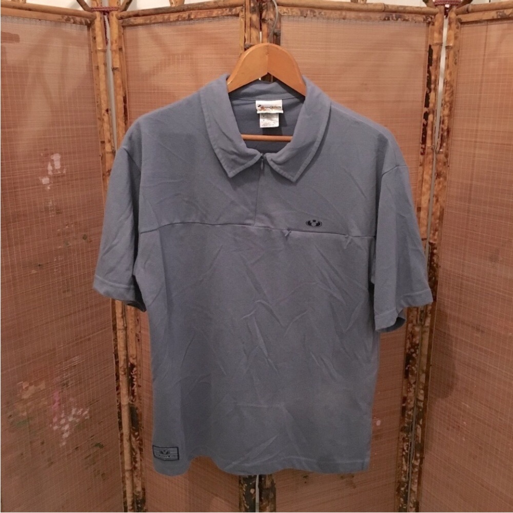 WDW polo shirt Mickey zipper closure hidden pocket soft blue Walt Disney World